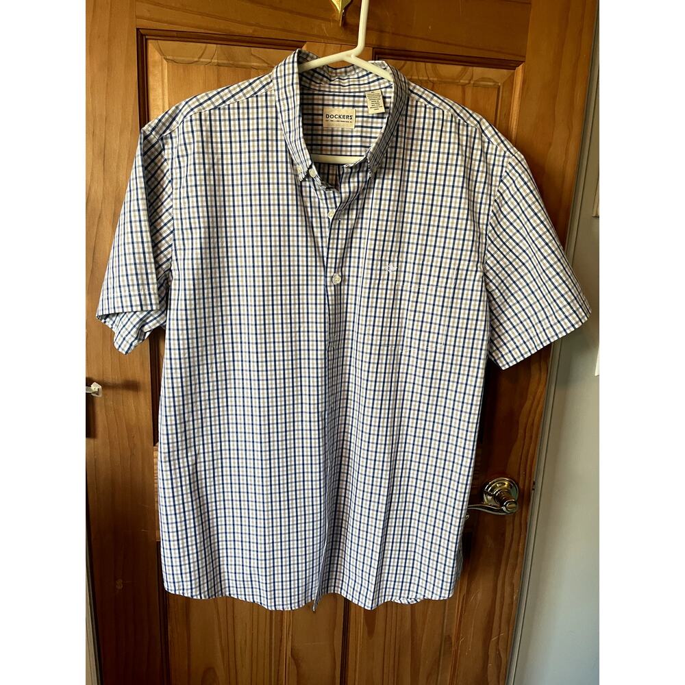 Dockers Mens XL Short Sleeve‎ Button Up Plaid Shirt